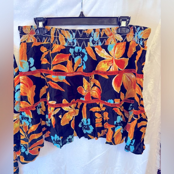 RIVER ISLAND Black Tropical Oversized Top and Mini Skirt Set - Picture 14 of 15